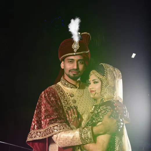A bride and groom photographed at their wedding